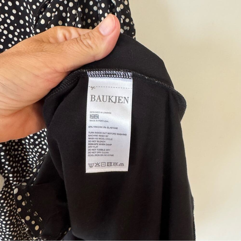 NWT Baukjen Black and White Polka Dot Martha Ruffle Wrap Midi Dress 2 XS - Picture 8 of 8